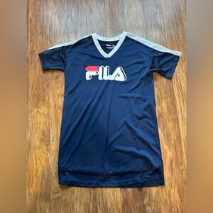 90s Style FILA Mini T-Shirt Dress Women’s Size Large Blue White Logo Sporty